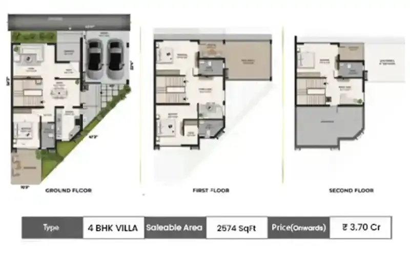 Radiance Edgewood 4 BHK floor plan, 2574 sq ft carpet area