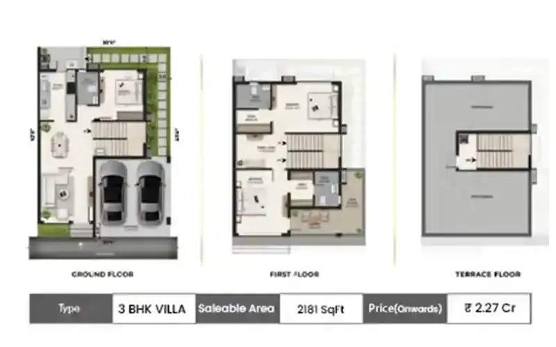 Radiance Edgewood 3BHK floor plan, 2181 sq ft carpet area